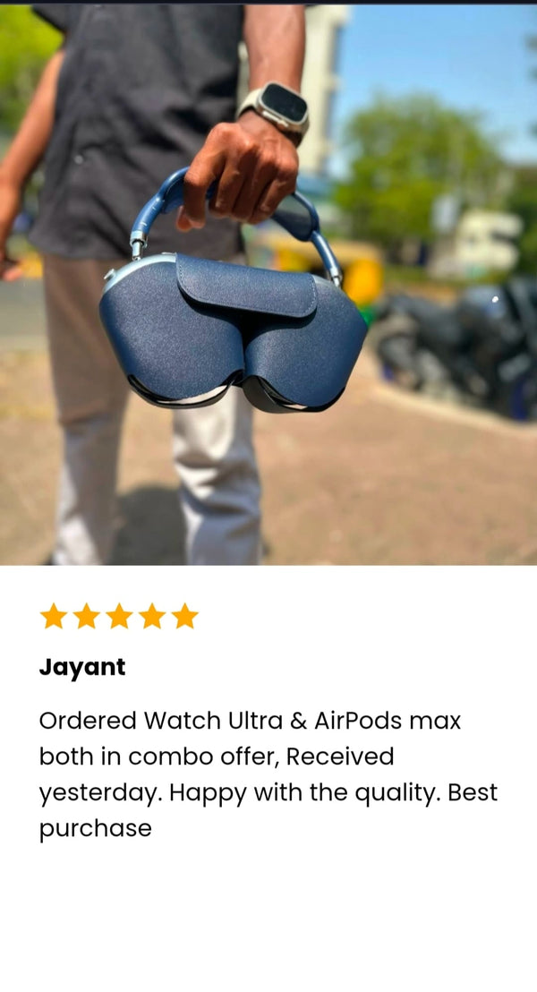 Person holding a The AdiStore Adi Max (ANC) with a five-star rating and review text below.